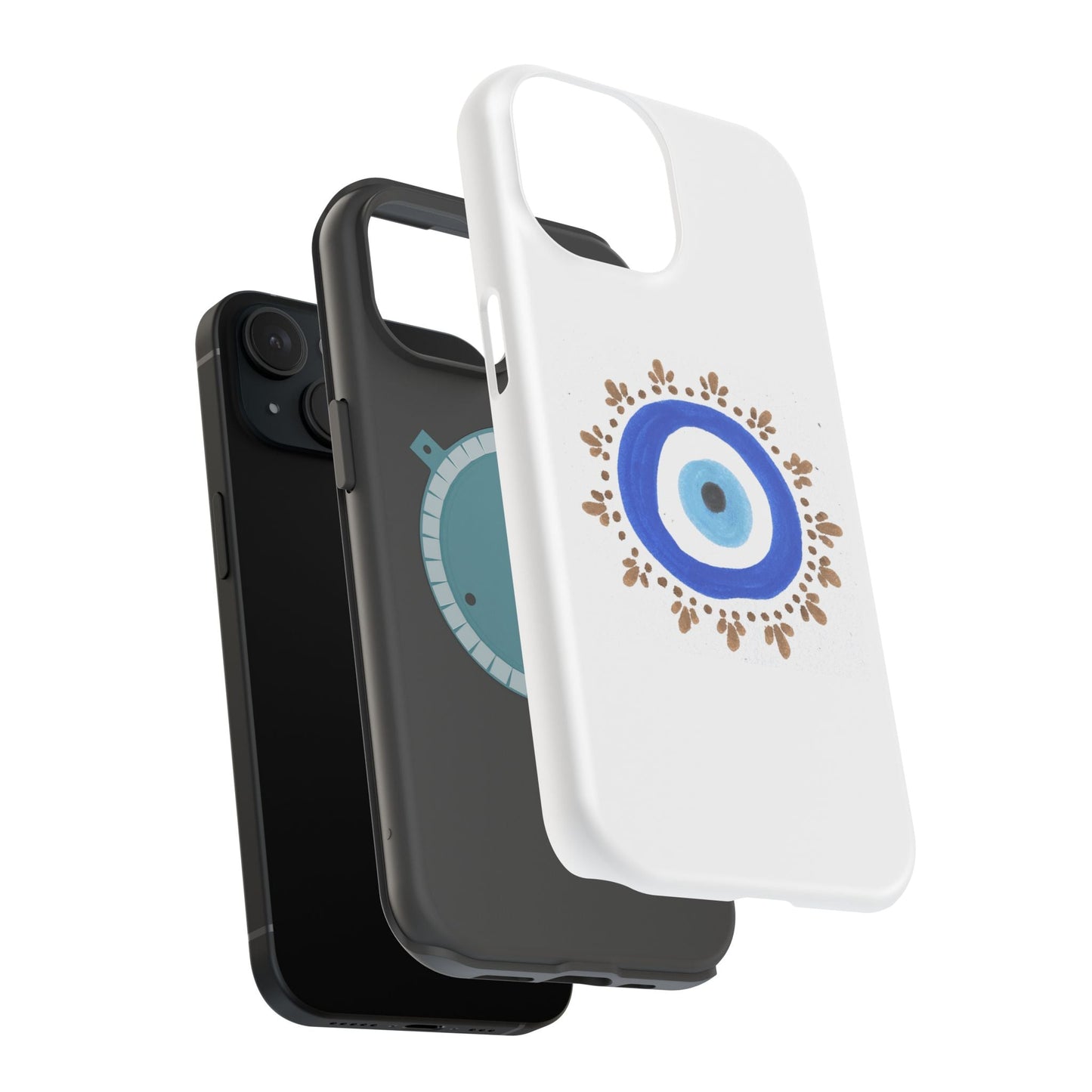 Phone cases with black and white evil eye designs by Yas™️Evil Eye
