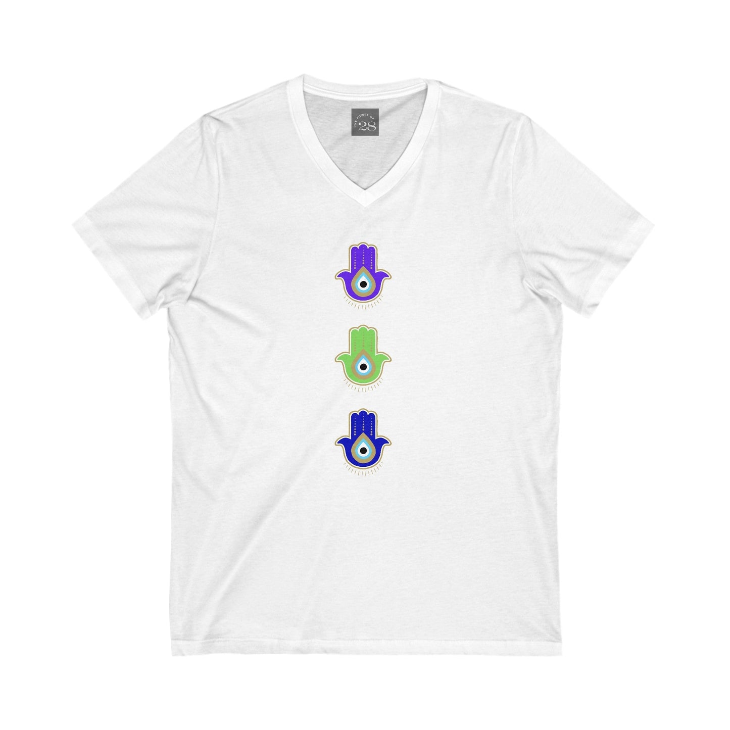 Colourful Hamsas 2 V-Neck Tee - S / White - V-Neck Tees