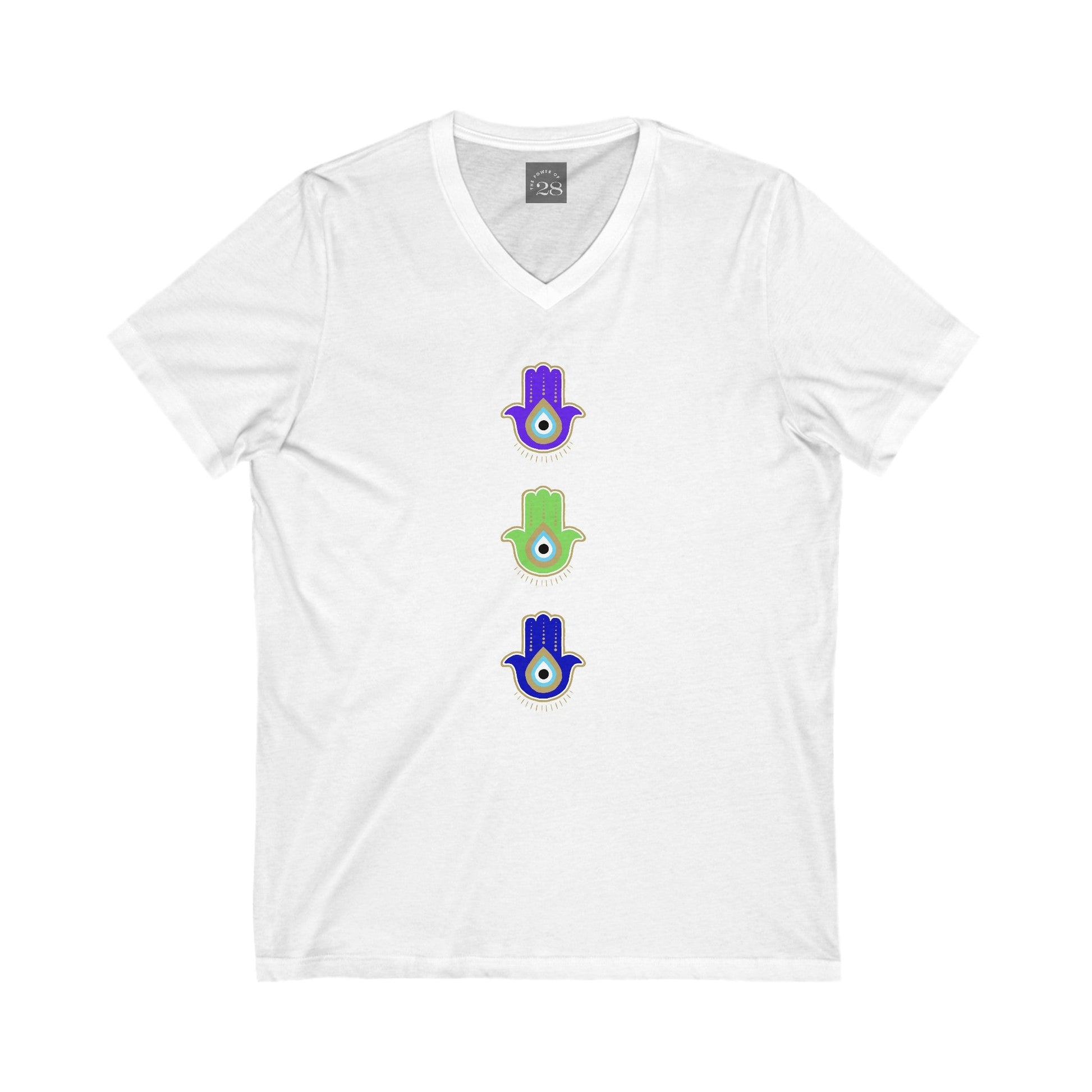 Colourful Hamsas 2 V-Neck Tee - S / White - V-Neck Tees