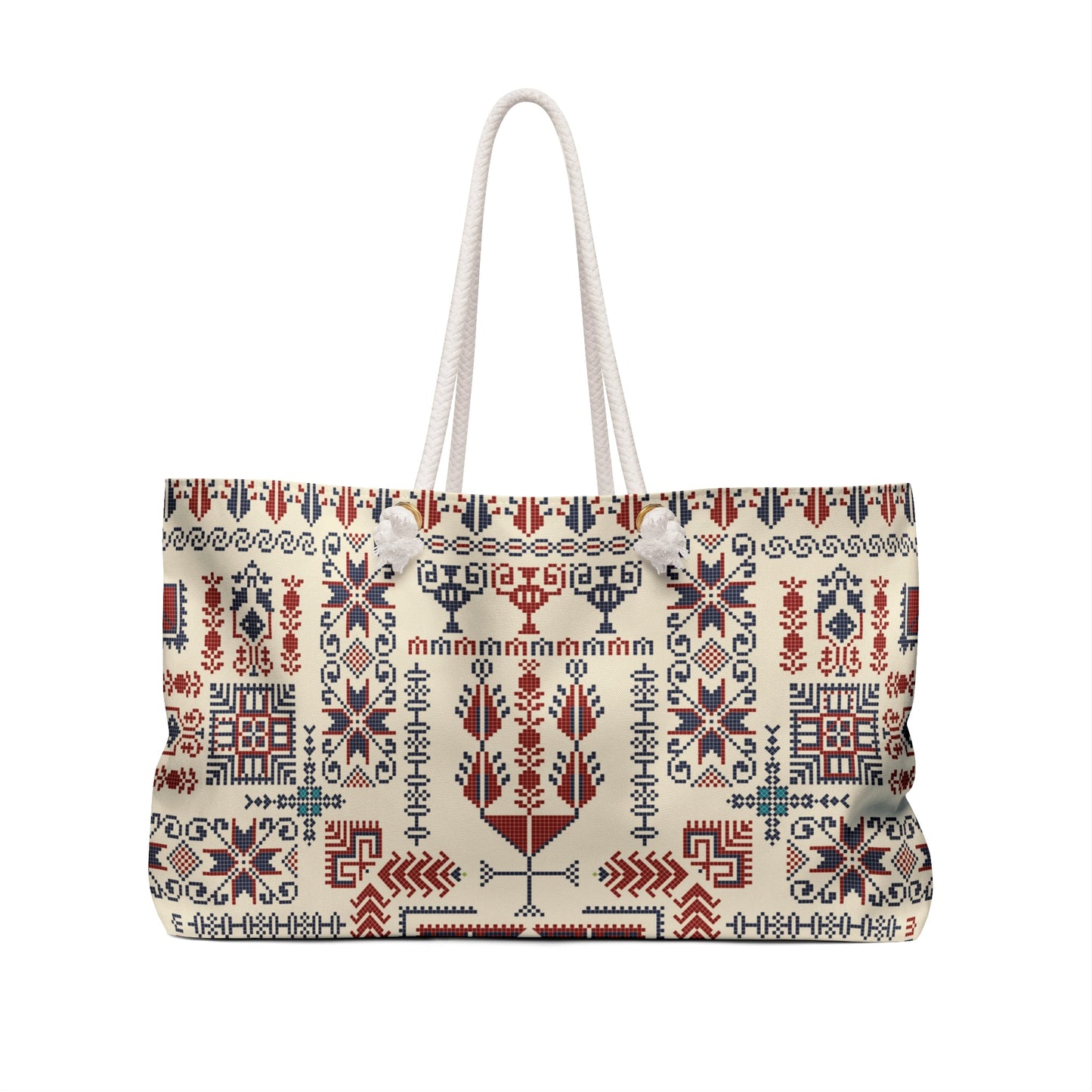 Cream Tatreez - 24’’ × 13’’ - Beach Bag