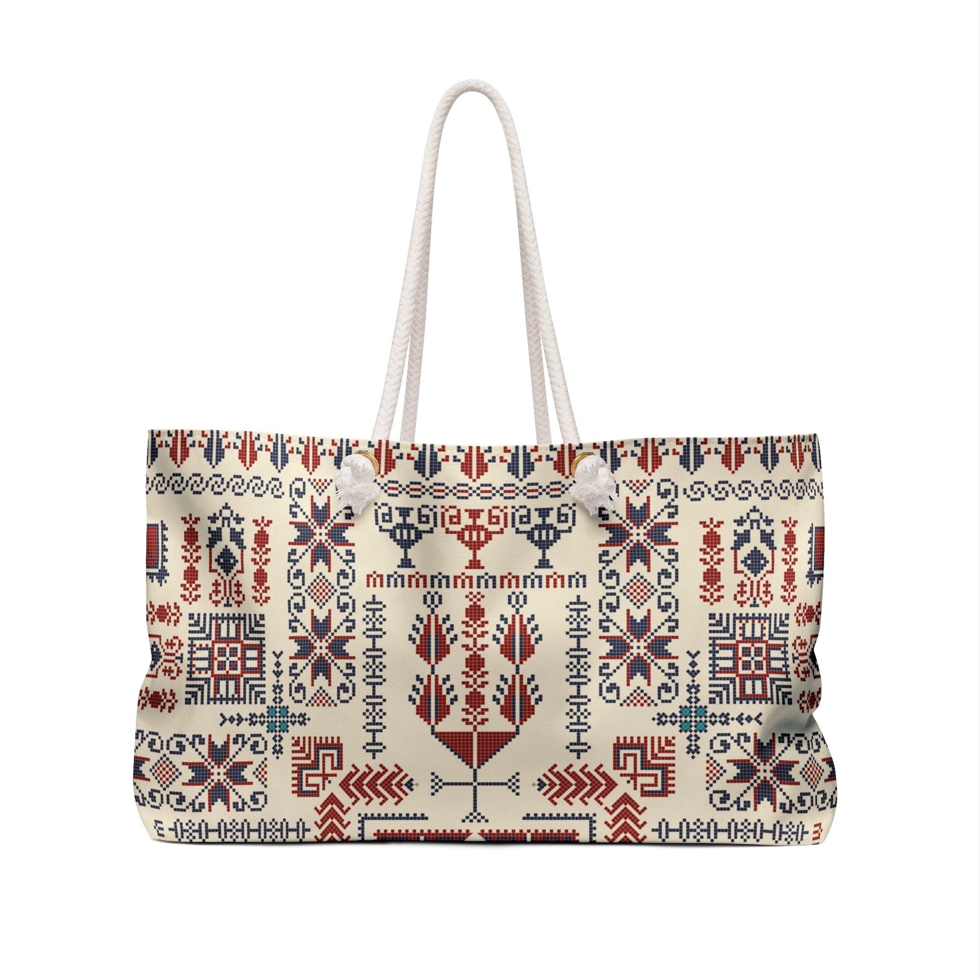 Cream Tatreez - 24’’ × 13’’ - Beach Bag
