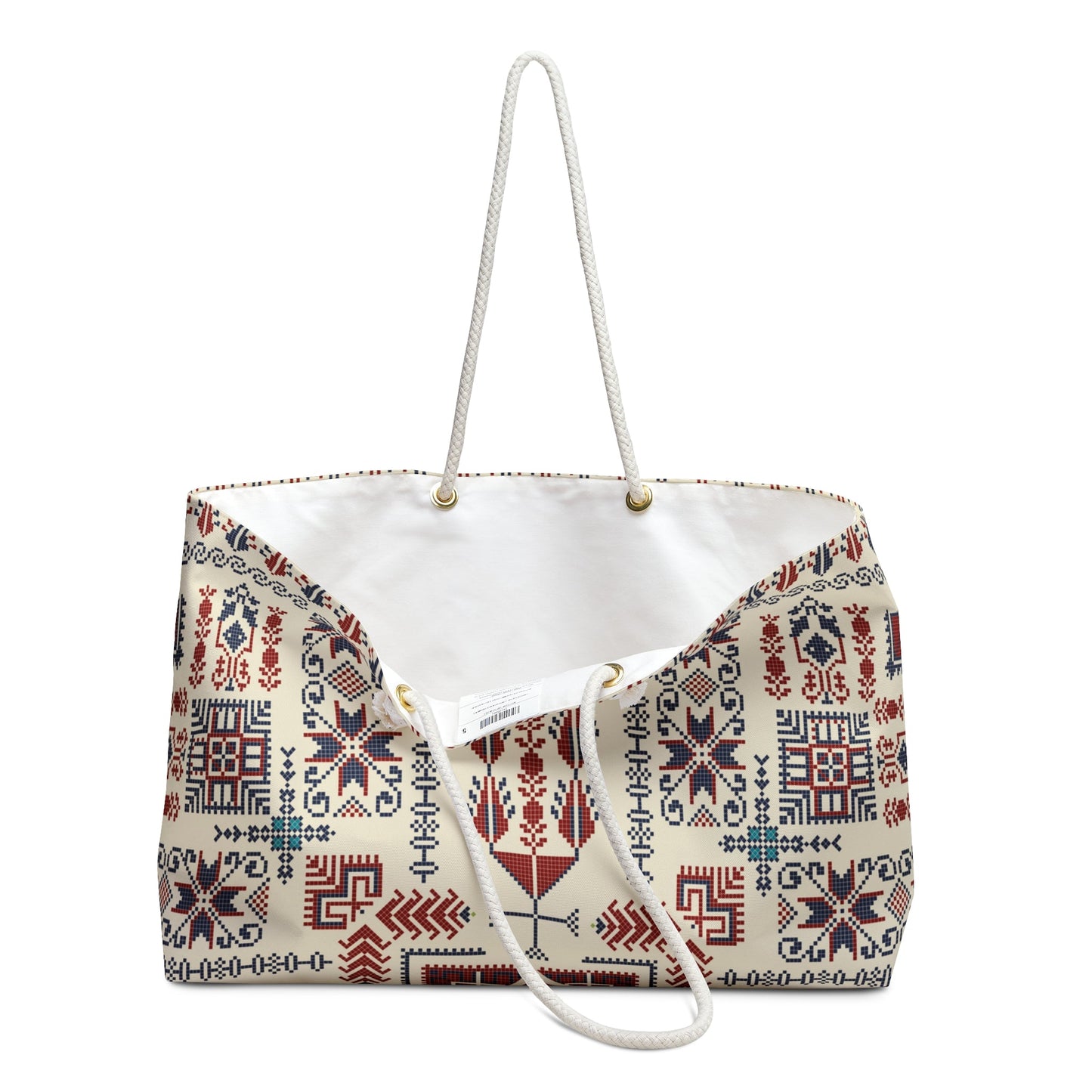Cream Tatreez - 24’’ × 13’’ - Beach Bag