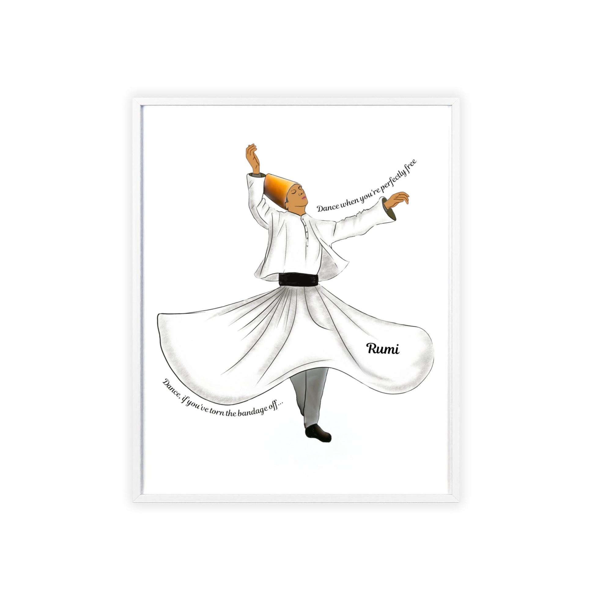 Dancing Dervish Poster with Wooden Frame - 16’’ x 20’’ (Vertical) / White Frame / Matte - Poster