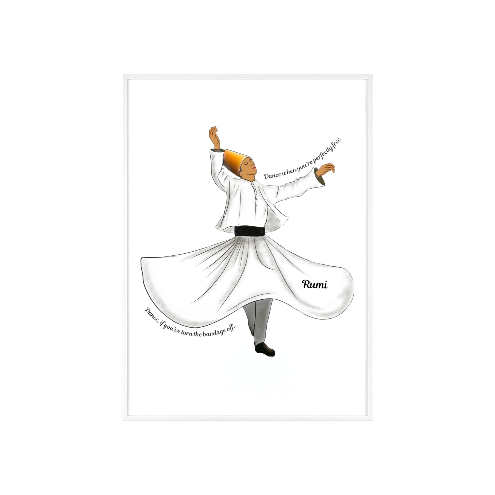 Dancing Dervish Poster with Wooden Frame - 20″ x 28″ (Vertical) / White Frame / Satin - Poster