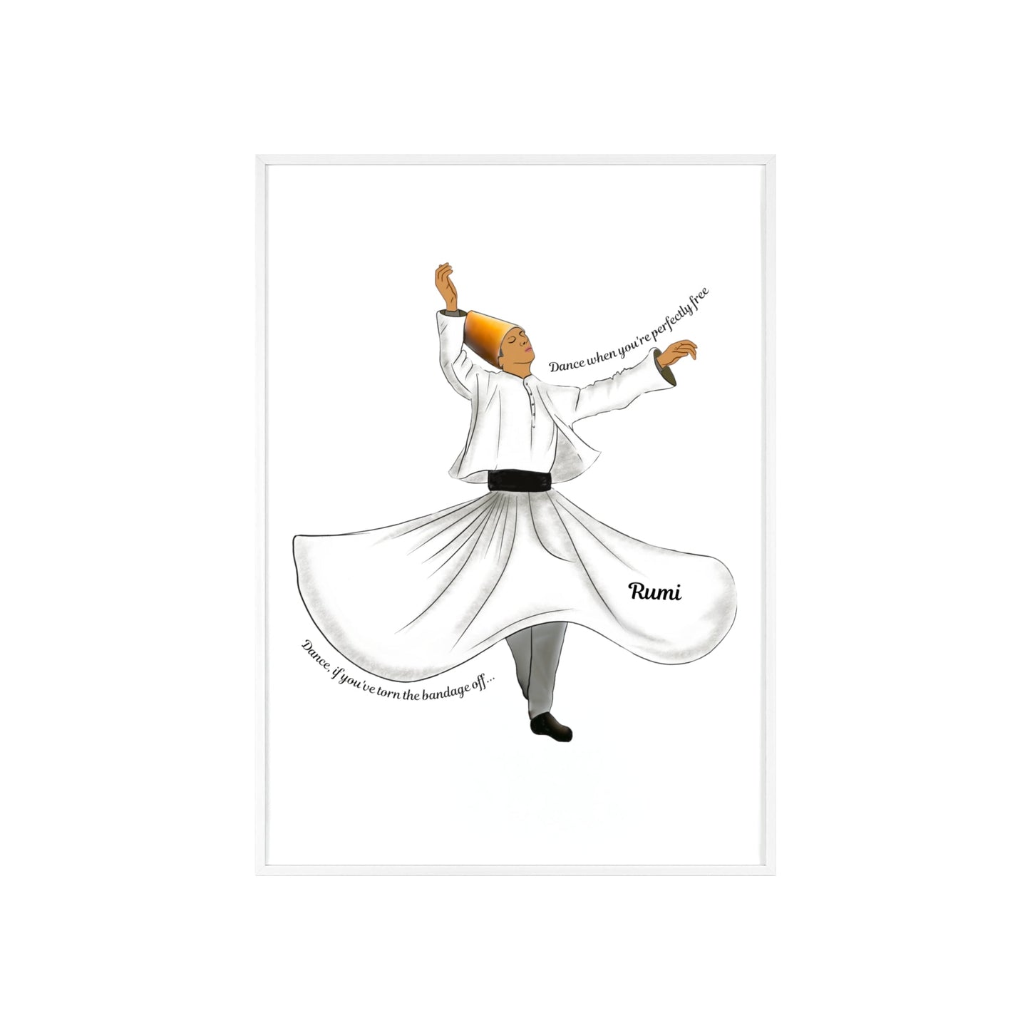 Dancing Dervish Poster with Wooden Frame - 20″ x 28″ (Vertical) / White Frame / Matte - Poster