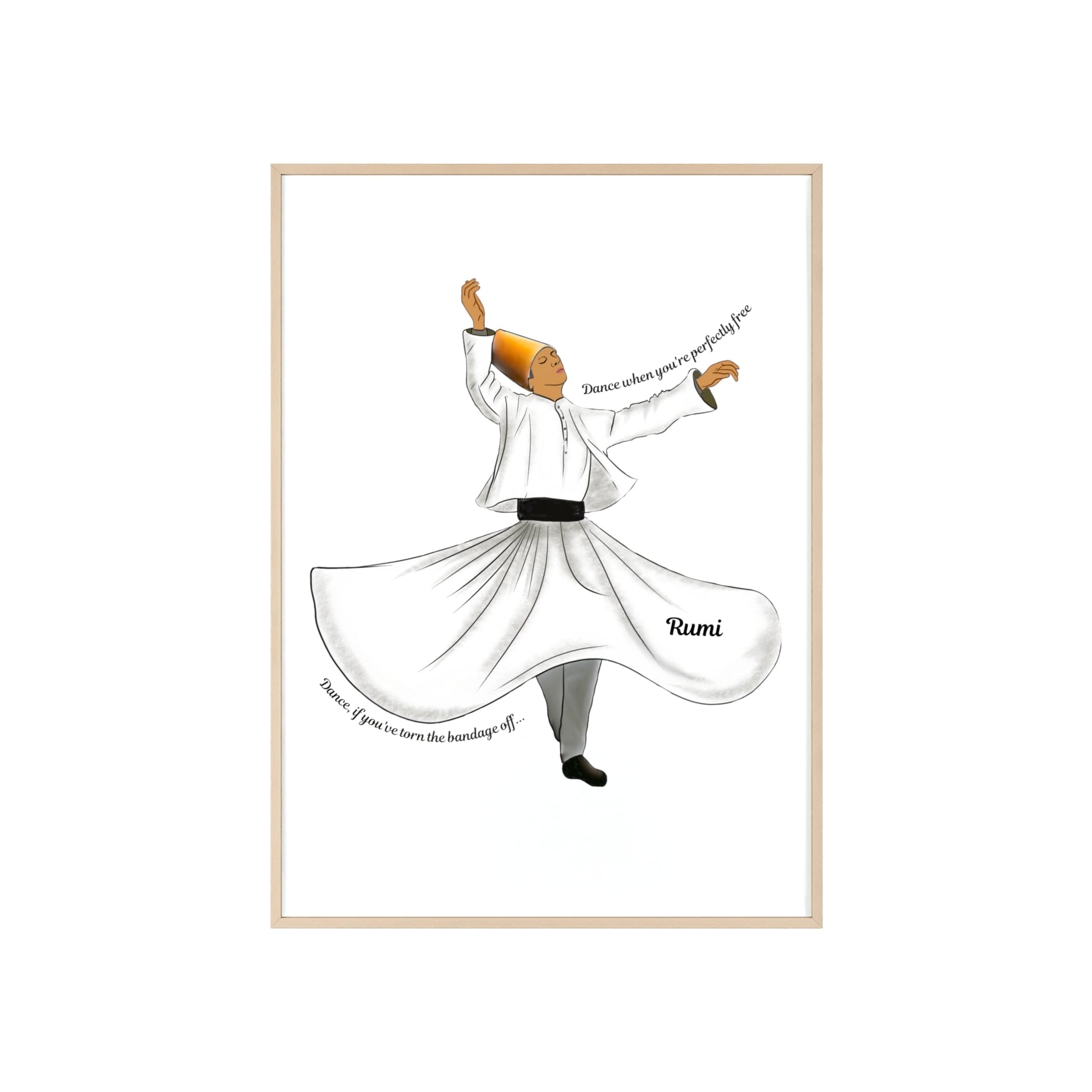 Dancing Dervish Poster with Wooden Frame - 20″ x 28″ (Vertical) / Natural Wood Frame / Matte - Poster
