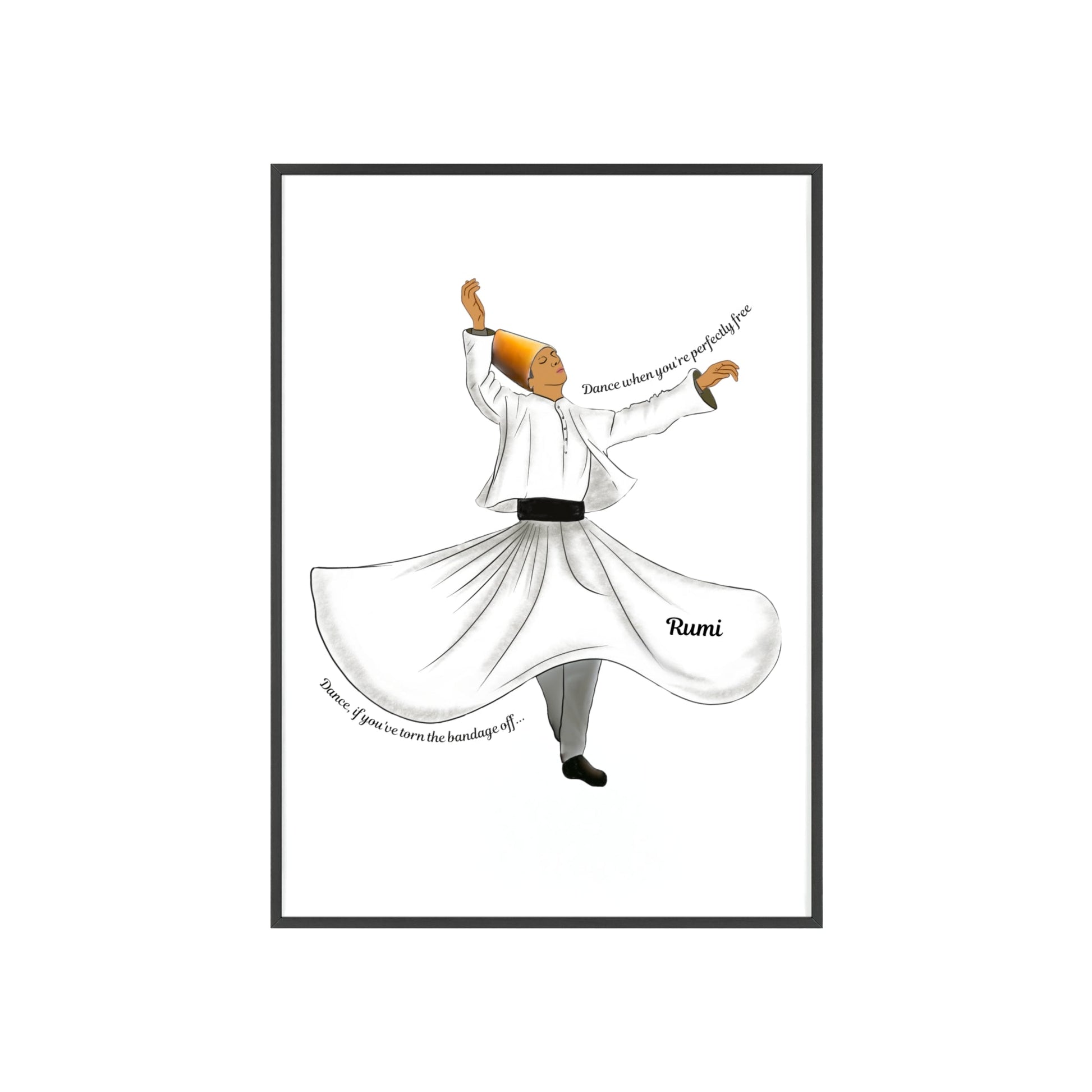 Dancing Dervish Poster with Wooden Frame - 20″ x 28″ (Vertical) / Black Frame / Satin - Poster