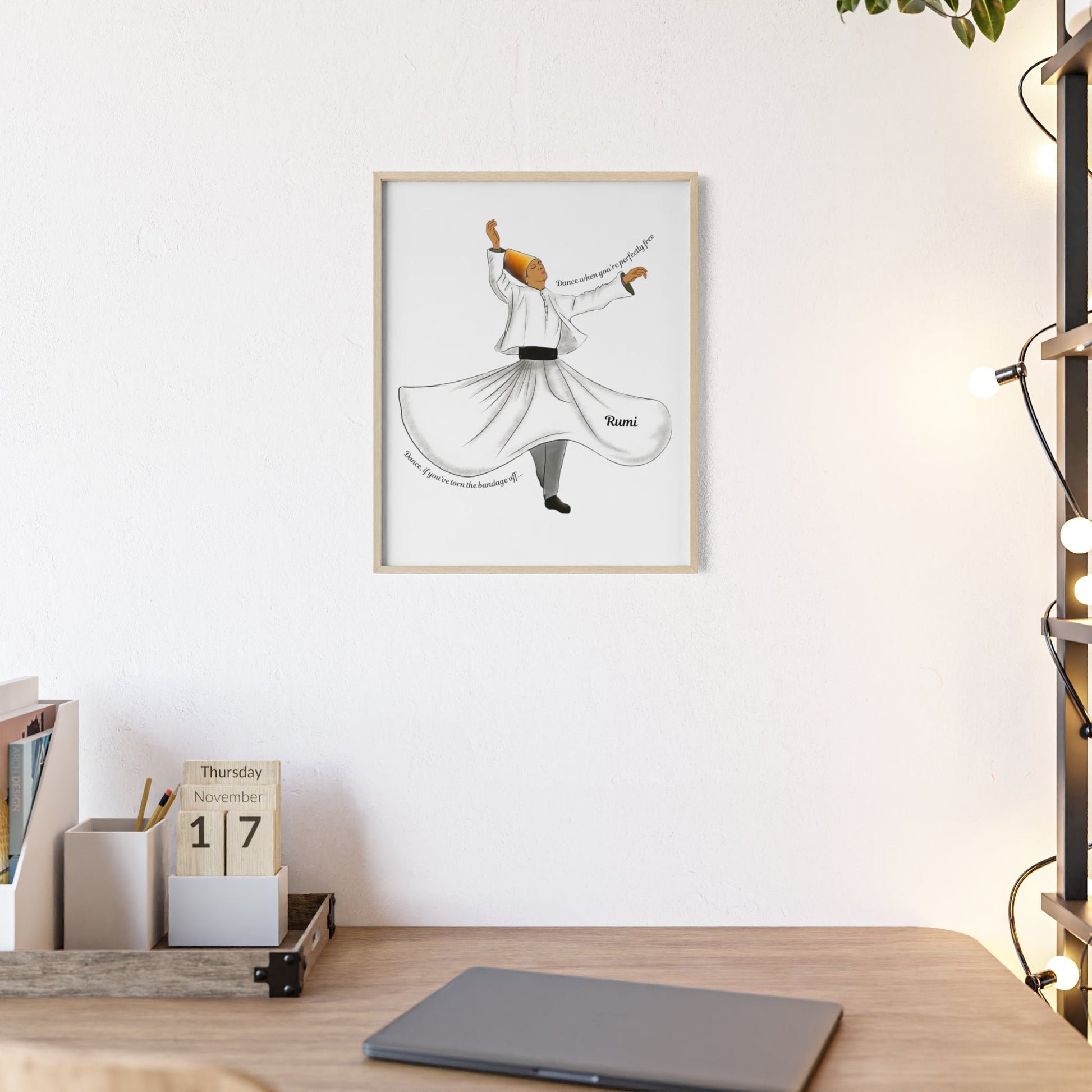 Dancing Dervish Poster with Wooden Frame - Poster