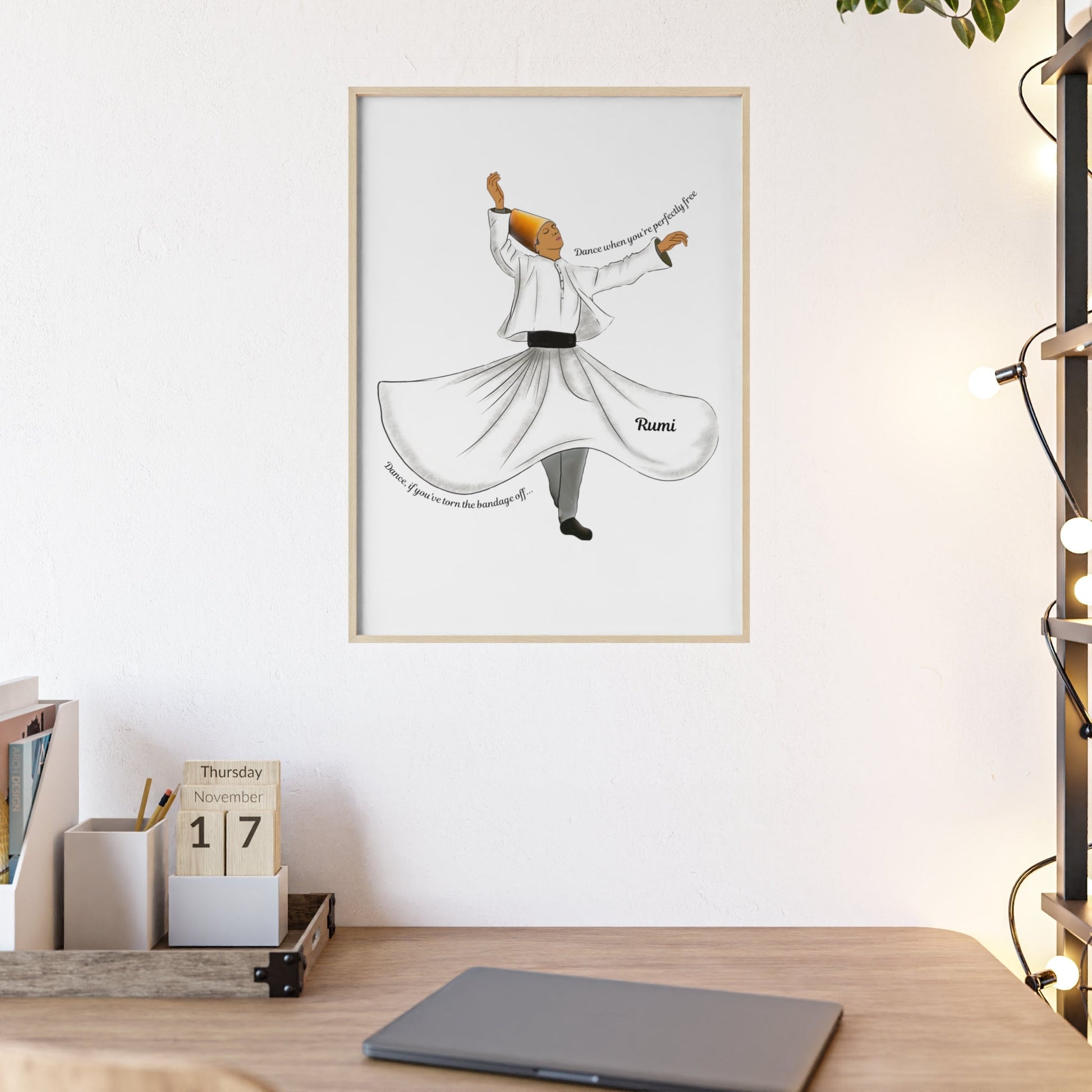 Dancing Dervish Poster with Wooden Frame - Poster