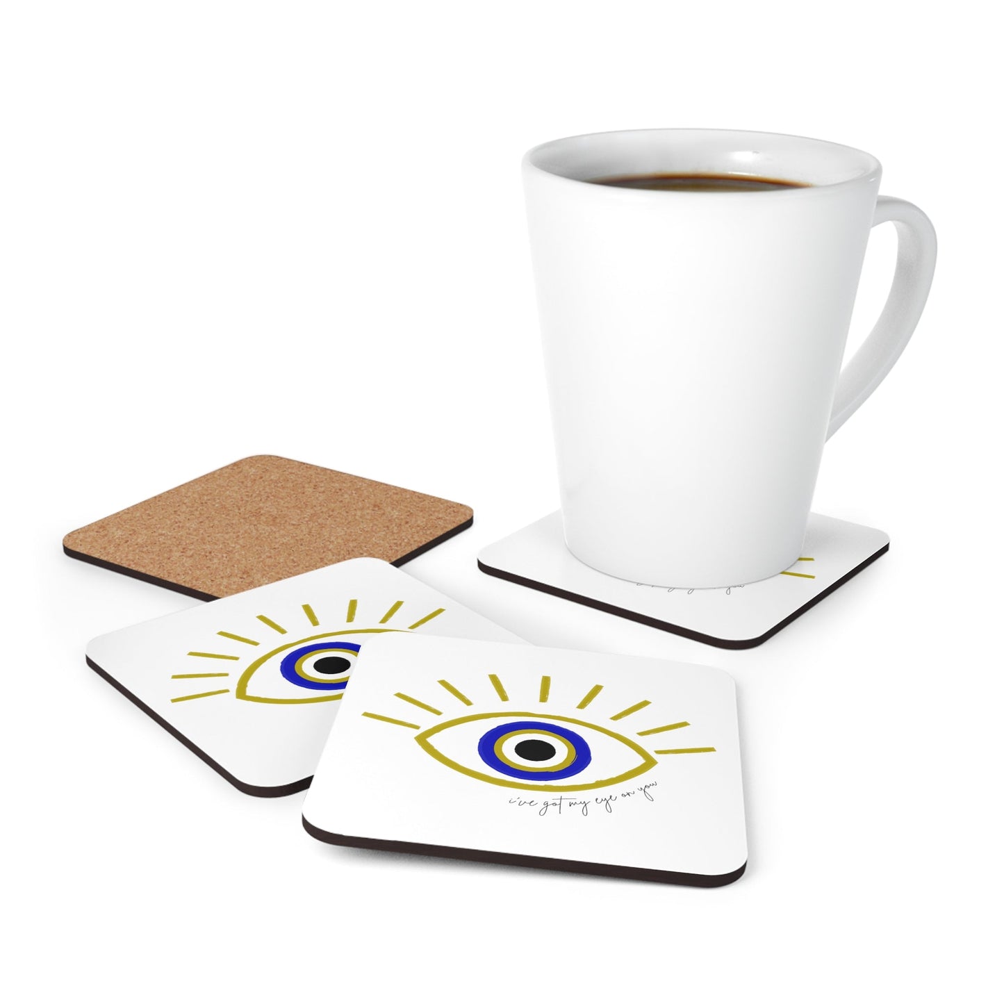 Got My Eye On U 2 - Cork / 3.75’’ × 3.75’’ / Square - Coaster Set