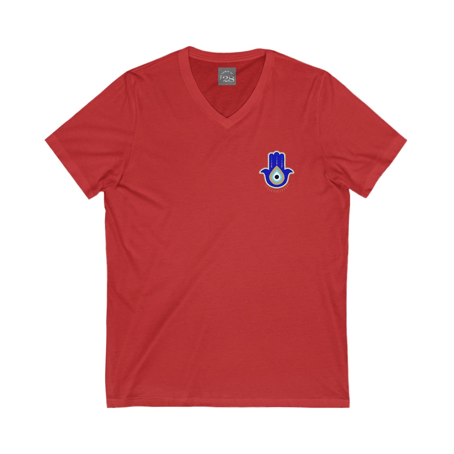 Hamsa V-Neck Tee - S / Red - V-Neck Tees