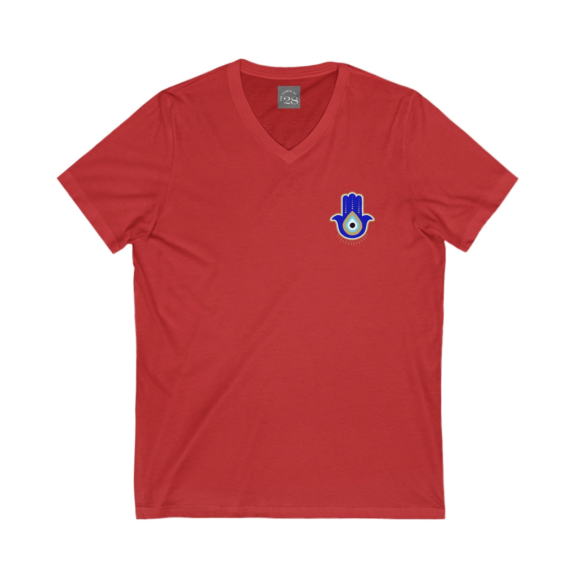 Hamsa V-Neck Tee - S / Red - V-Neck Tees