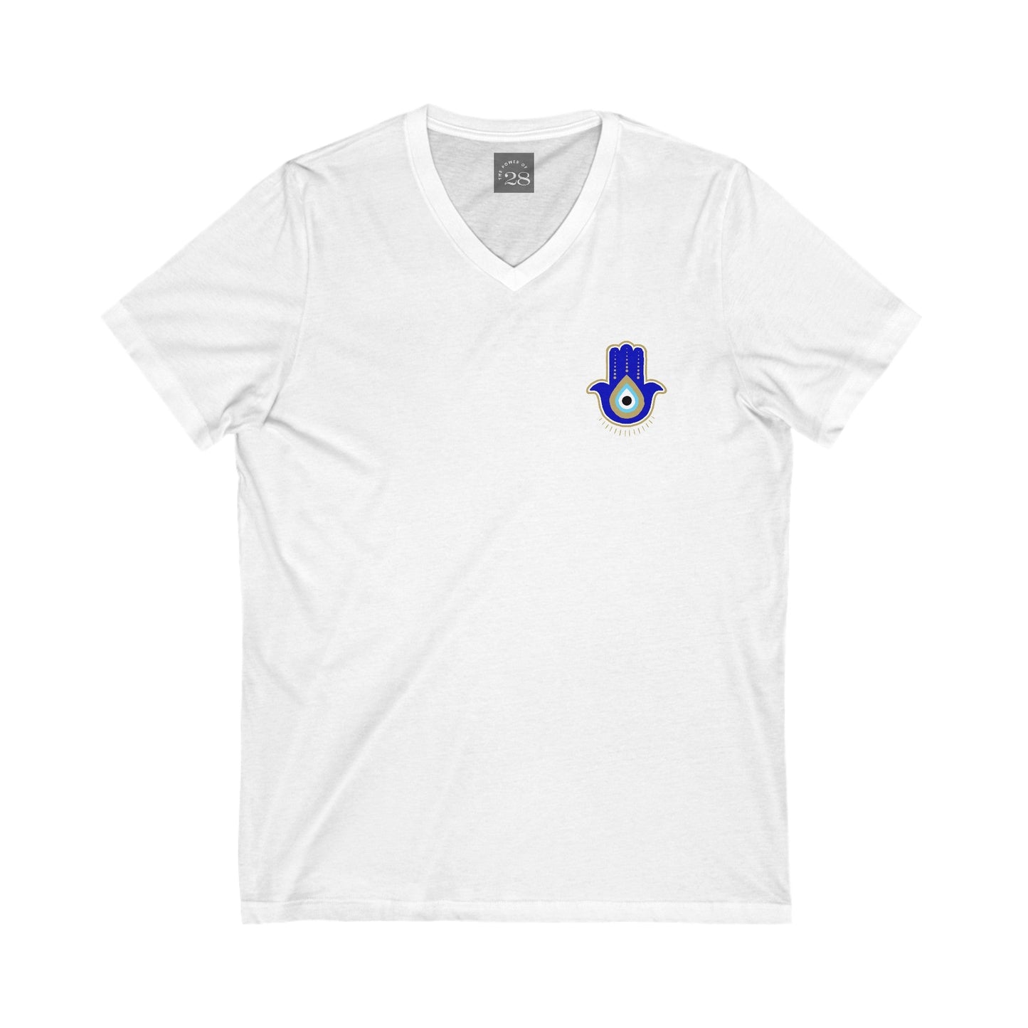 Hamsa V-Neck Tee - S / White - V-Neck Tees